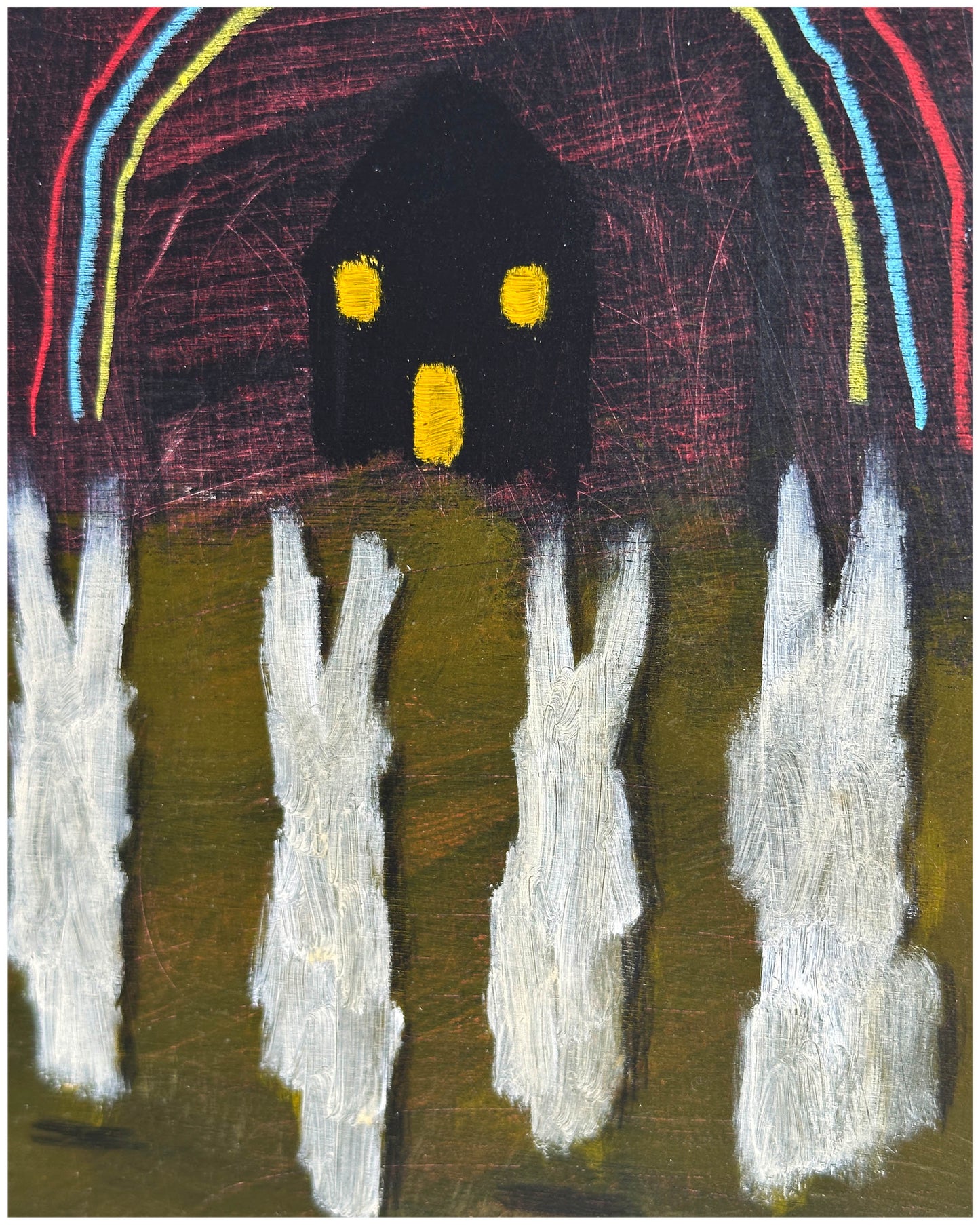 Summoned by a tuneless whistle.